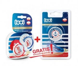Lovi Dynamiczny smoczek uspokajający Marine 3-6m, 2szt + Łańcuszek Gratis