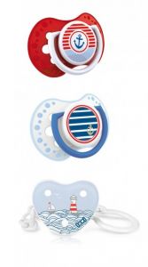 Lovi Dynamiczny smoczek uspokajający Marine 0-3 m, 2szt + Łańcuszek Gratis
